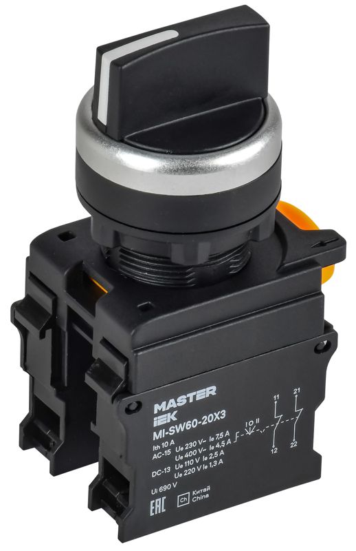 переключатель 3 полож. 2нз черн. master iek mi-sw60-20x3-5-24-3-k02 от BTSprom.by