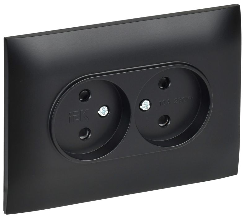 розетка 2-м skandy 10а без заземл. защ. шторки в сборе sk-r09bl черн. iek sk-r23-10-k02-f от BTSprom.by