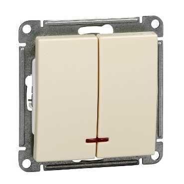 выключатель 2-кл. сп w59 10а ip20 10ax с подсветкой механизм сл. кость se vs510-251-2-86 от BTSprom.by