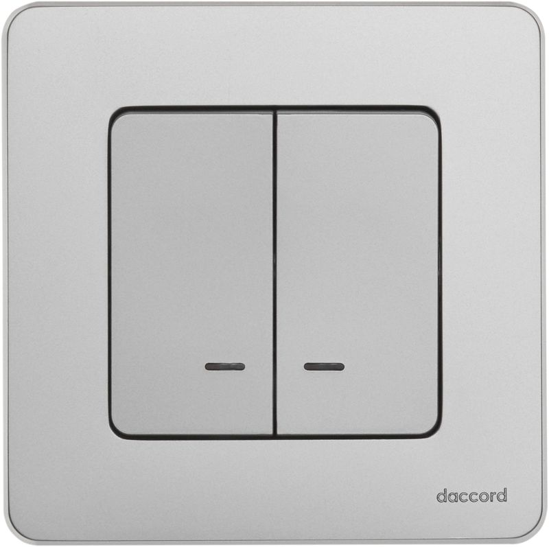  Выключатель 2-кл. Inspiria 10А IP20 250В 10AX с подсветкой/индикацией механизм алюм. IEK 673632 фото в каталоге от BTSprom.by