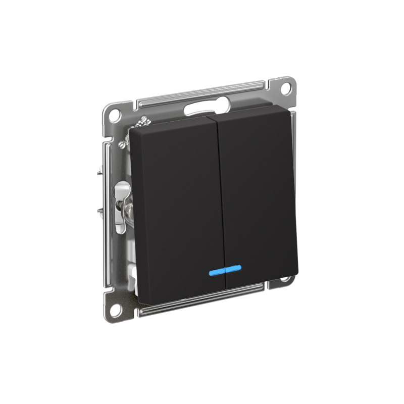 выключатель 2-кл. сп atlasdesign 10а ip20 (сх. 5а) 10ax с подсветкой механизм карбон se atn001053 от BTSprom.by