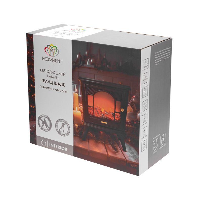  Камин светодиодный "Гранд Шале" с эффектом живого огня 45х18х56см работает от батареек 3хС (в комплект не входят) или от USB (в комплекте) черн. Neon-Night 511-024 фото в каталоге от BTSprom.by