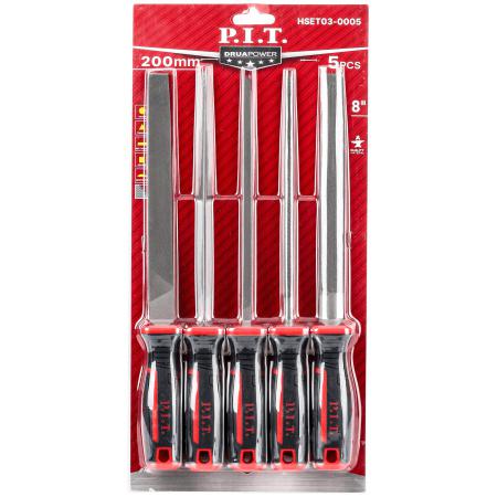 набор напильников №2 300/200мм перекрестная насечка двухкомпонентн. рукоятка (5 предметов) p.i.t. hset03-0005 от BTSprom.by