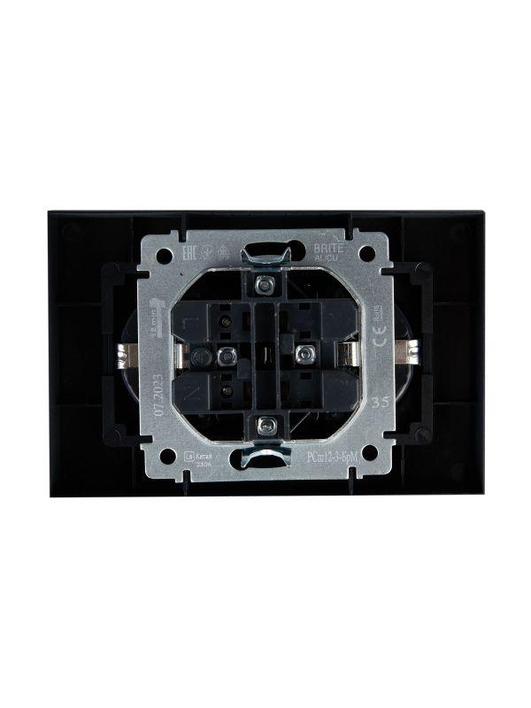  Розетка 2-м СП BRITE РСш12-3-БрМ 16А в сборе с заземл. защ. шторки маренго IEK BR-R24-16-K35-F фото в каталоге от BTSprom.by