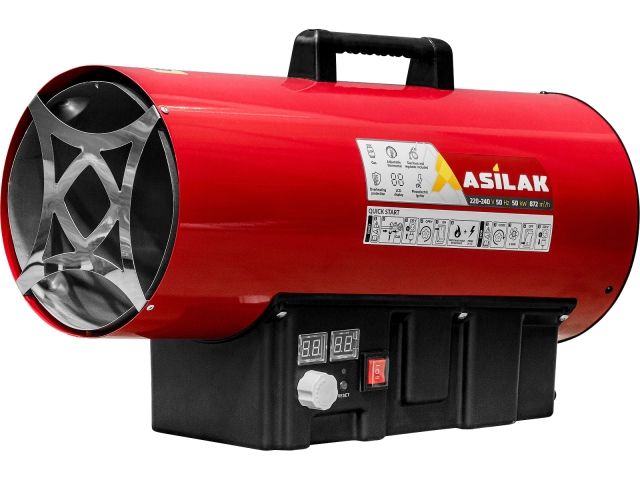 нагреватель воздуха газовый asilak slg-50000t прям., 50 квт, термостат, переносной (мощность 50квт, производительность 872 м3/ч, тип газа: пропан, термостат) as6310-6 от BTSprom.by