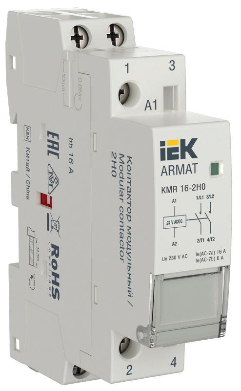 контактор модульный kmr 16а 24в ac/dc 2но armat iek ar-kmr20-016-20-024 от BTSprom.by