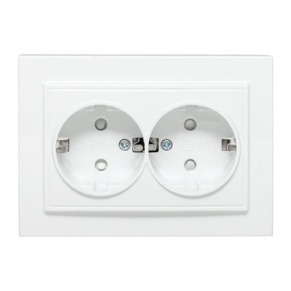 розетка 2-м сп минск 16а ip20 с заземл. защ. шторки бел. basic ekf err16-128-100 от BTSprom.by