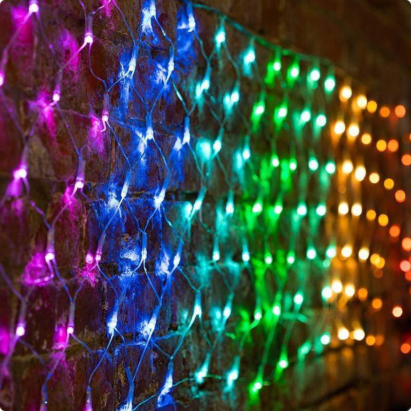 гирлянда светодиодная "сеть" 3х0.5м 140led rgb 10 цветов 9вт 24в ip65 провод пвх прозр. neon-night 215-049 от BTSprom.by