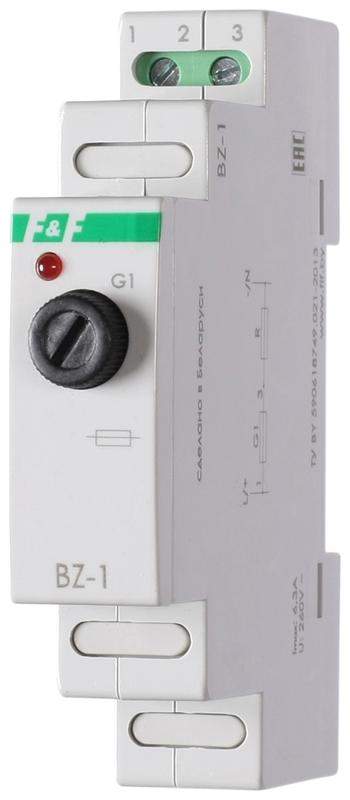 блок защиты bz-1 1мод. ac 230в 0.5-6.3a ip20 предохранитель для монтажа на din-рейке индикатор срабатывания f&f ea09.001.001 от BTSprom.by