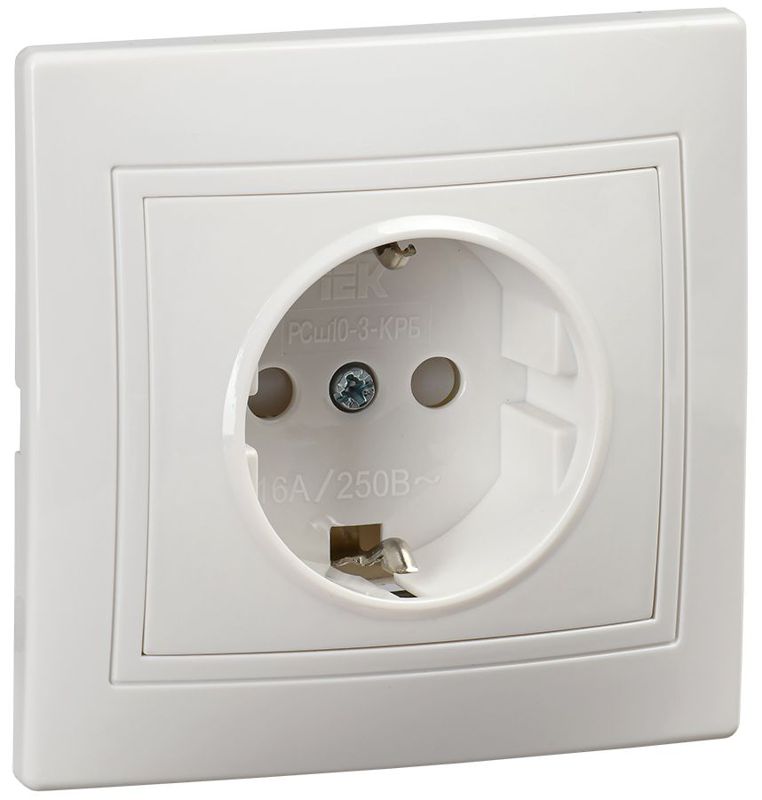 розетка 1-м сп кварта рсш10-3-крб 16а с заземл. защ. шторки pc бел. generica kv-r14-16-pc-k01 от BTSprom.by