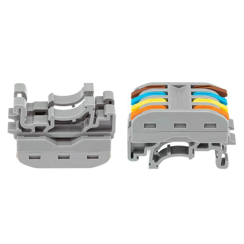  Клемма строительно-монтажная СМК проходная 222-424D 4п 0.08-4кв.мм с креплением на DIN-рейку сер. (уп.50шт) Rexant 07-5237 фото в каталоге от BTSprom.by