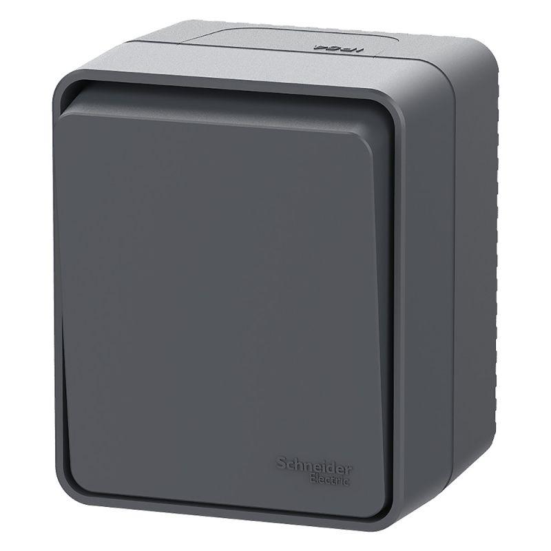  Выключатель кнопочный 1-кл. ОП AtlasDesign PROFI IP54 10АХ антрацит SE ATN544015 фото в каталоге от BTSprom.by