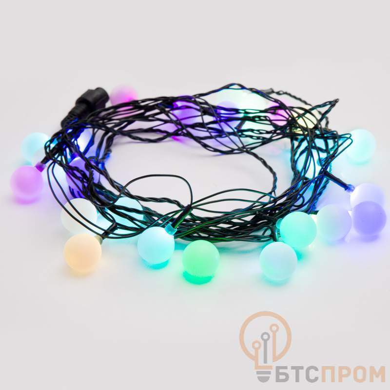  Гирлянда светодиодная "Шарики" 5м d25мм 25LED RGB 6Вт 220-240В IP20 провод ПВХ темн. зел. Neon-Night 303-559 фото в каталоге от BTSprom.by