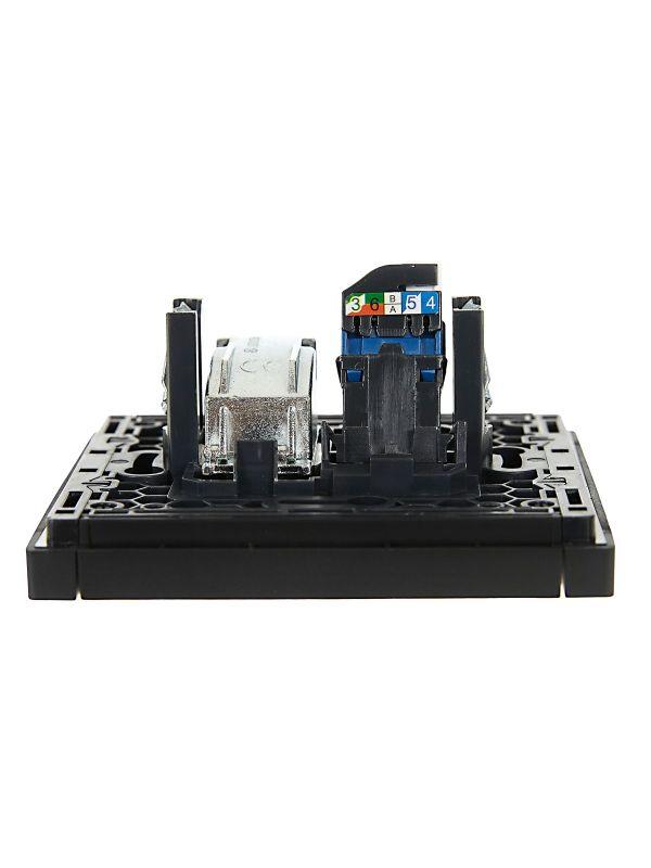  Розетка 2-м TV+RJ45 кат.6 FORTE&PIANO FP137 черн. IEK FP-AK20-2-K02 фото в каталоге от BTSprom.by