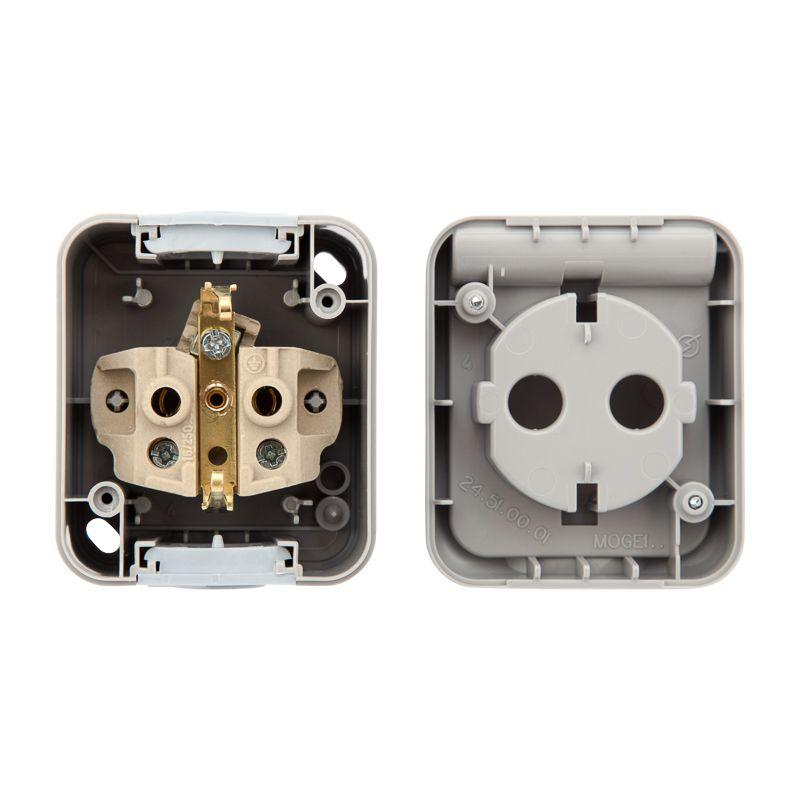  Розетка 1-м ОП Mini OG IP54 с заземл. керамика сер. Kranz KR-78-0815 фото в каталоге от BTSprom.by