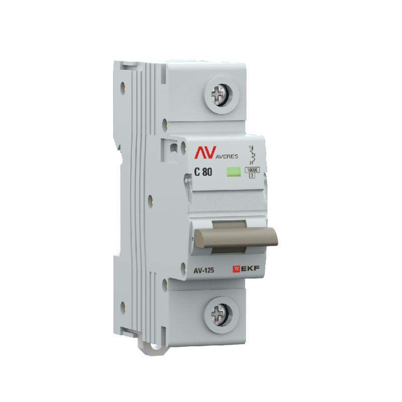 выключатель автоматический 1п c 80а 10ка av-125 averes ekf mcb125-1-80c-av от BTSprom.by