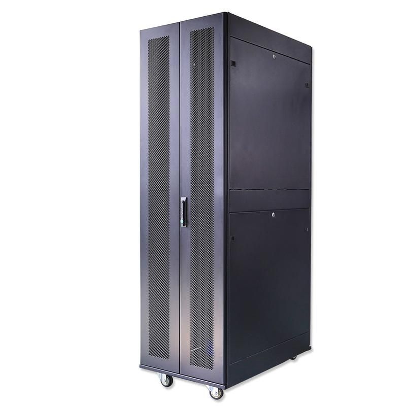 шкаф серверный телекоммуникационный напольн. nd-sc-42u60/120-bk 19дюйм 42u 600х1200мм для распределит. и серверн. оборудования; передн. и задн. двойн. перфорир. двери ручки с замком ral 9004 черн. cabeus 11120c от BTSprom.by