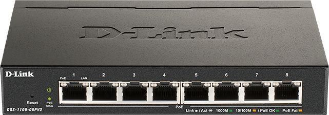 коммутатор настраиваемый dgs-1100-08plv2/a1a 8g 4poe+ 80вт d-link 1821827 от BTSprom.by