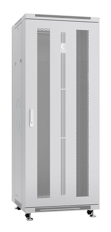 шкаф монтажный телекоммуникационный напольн. nd-05c-32u60/80 19дюйм 32u 600х800х1610мм для распределит. и серверн. оборудования; передн. и задн. перфорир. двери ручка с замком ral 7035 сер. cabeus 7225c от BTSprom.by