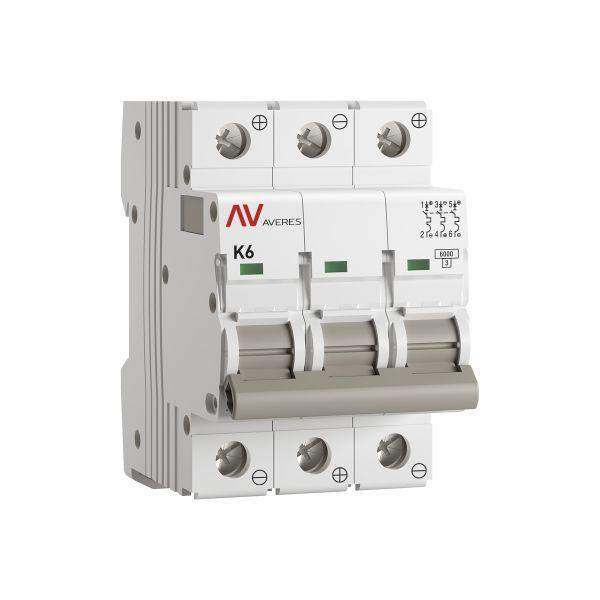 выключатель автоматический модульный 3п k 6а 6ка av-6 dc averes ekf mcb6-dc-3-06k-av от BTSprom.by