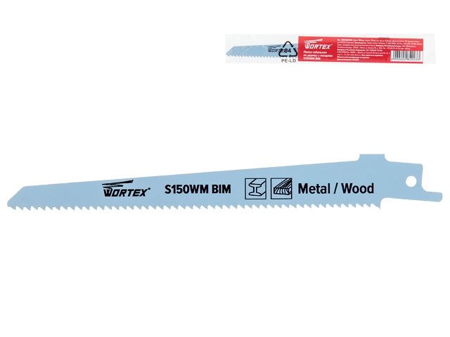 пилка сабельная по дереву с гвоздями s150wm (1 шт.) wortex быстрорежущая сталь, 150 мм длина (пропил прямой, тонкий, для базовых работ) ssb1510b0018 от BTSprom.by