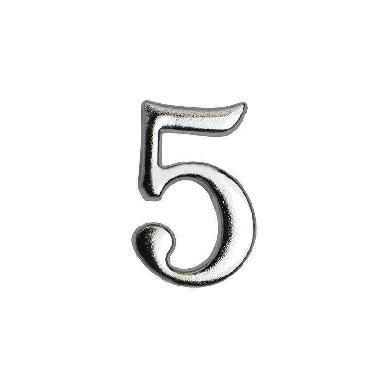 цифра дверная "5" на клеевой основе хром аллюр 5 073 от BTSprom.by