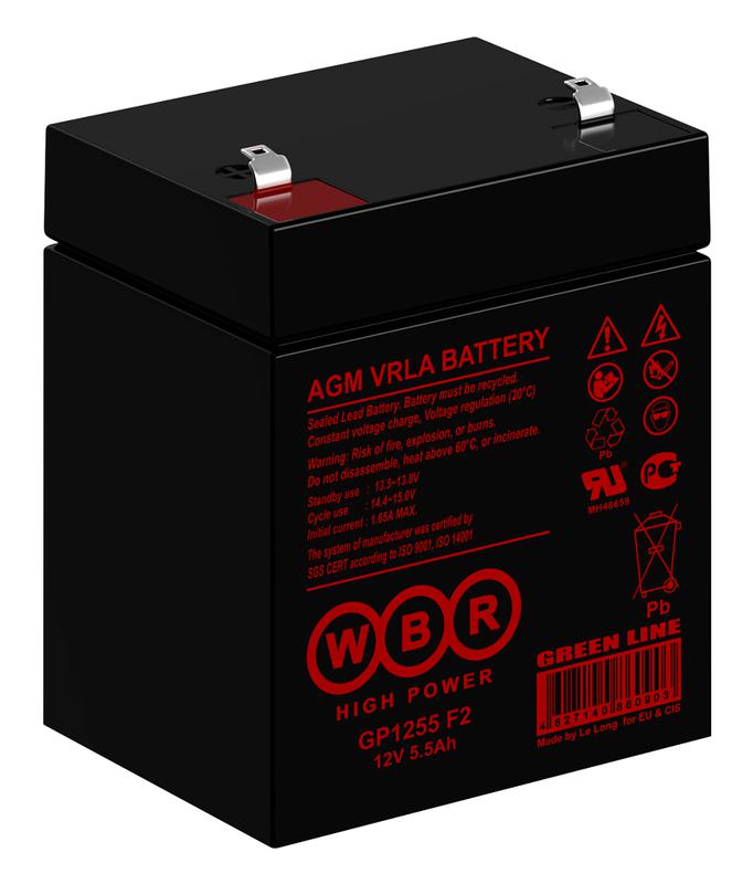 Аккумулятор 12В 5.5А.ч WBR GP1255 F2 WBR фото в каталоге от BTSprom.by