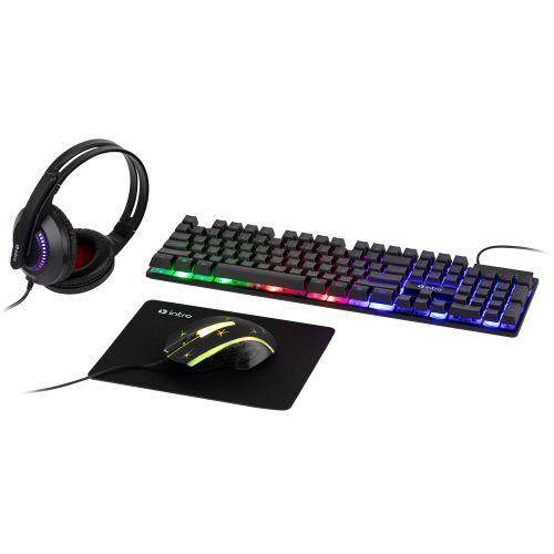 комплект клавиатура и мышь dx850 игровые 1200-3600dpi + коврик + гарнитура черн. intro б0056141 от BTSprom.by
