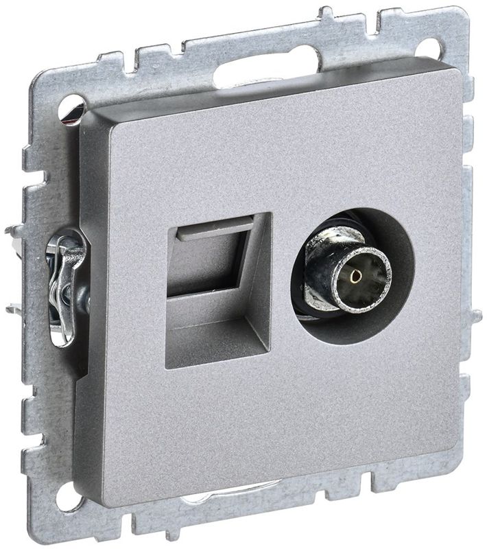 розетка компьютерная + телевизионная 2-м brite ртв/рк12-бра rj45 кат.5e + tv механизм алюм. iek br-ak20-1-k47 от BTSprom.by