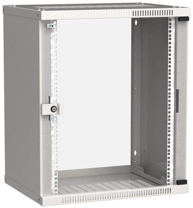 шкаф linea we 15u 600x450мм дверь стекло сер. itk lwe3-15u64-gf от BTSprom.by