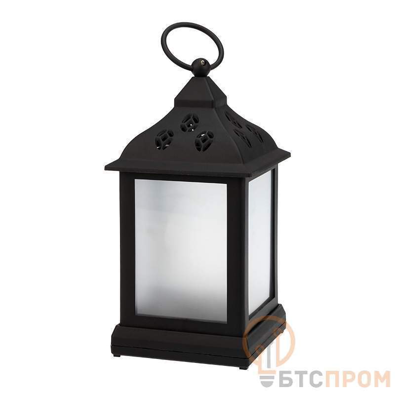  Декоративный фонарь с эффектом мерцания, черный корпус, размер 11х11х22,5 см, цвет теплый белый фото в каталоге от BTSprom.by