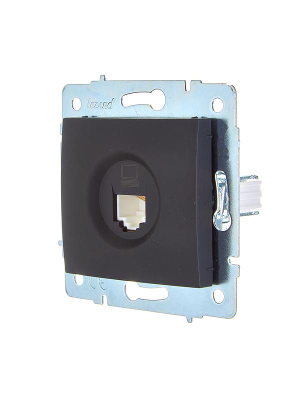  Розетка компьютерная 1-м СП ASTI IP20 RJ45 механизм Cat 5e черн. бархат LEZARD 7081-4288-139 фото в каталоге от BTSprom.by