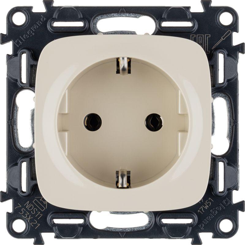 розетка 1-м сп valena allure 16а ip2x 250в 2p+e безвинтов. клеммы с лицев. панелью механизм сл. кость leg 753821 от BTSprom.by