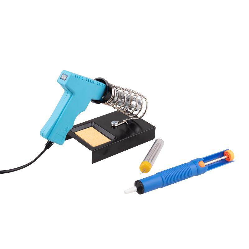  Набор для пайки (паяльник импульсный 30/70 Вт оловоотсос подставка припой) Rexant 12-0164 фото в каталоге от BTSprom.by