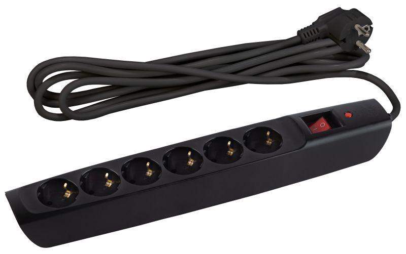 удлинитель с сетевым фильтром 6х2м с заземл. 10а ip20 sfx-6es-2m-b с выкл. черн. эра б0044024 от BTSprom.by