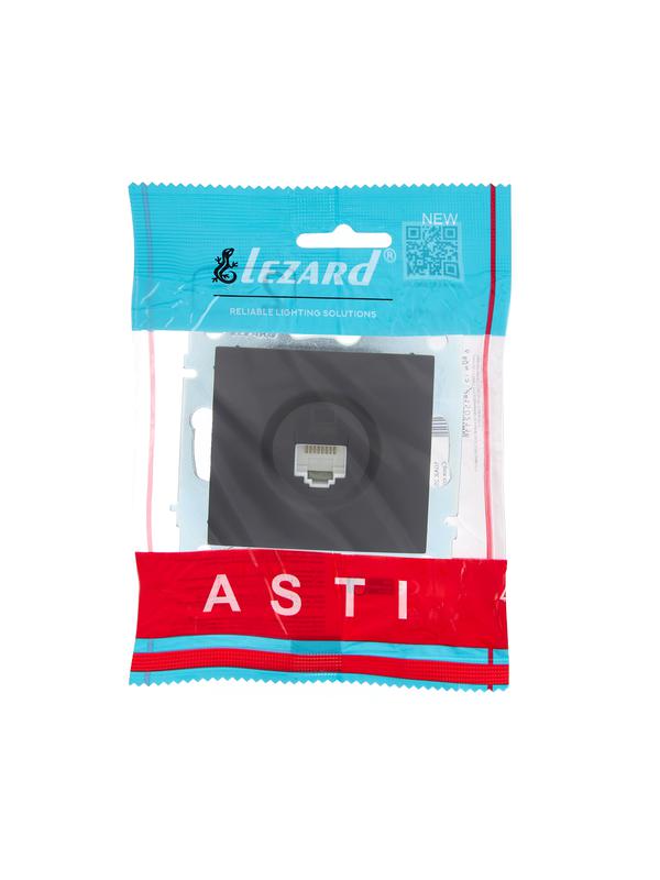  Розетка компьютерная 1-м СП ASTI IP20 RJ45 механизм Cat 5e черн. бархат LEZARD 7081-4288-139 фото в каталоге от BTSprom.by