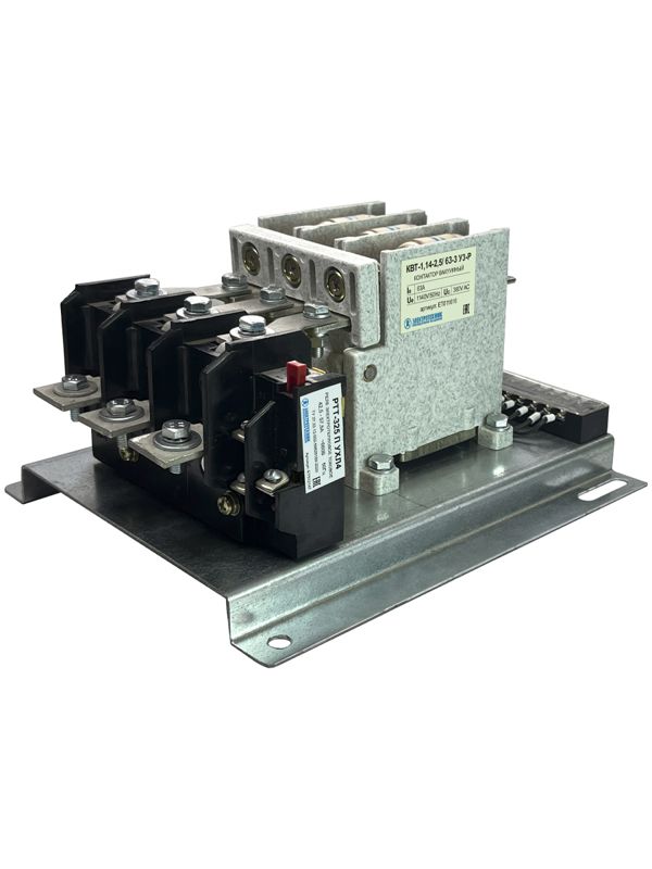 контактор вакуумный квт-1.14-2.5/ 63-3 у3-р 3п кат. 380в 2но+1нз ip00 с реле ртт325 42.5-57.5а электротехник et011616 от BTSprom.by