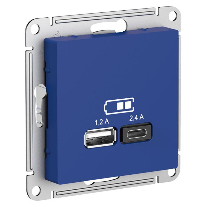 розетка usb atlasdesign тип a+c 5в/2.4а 2х5в/1.2а механизм аквамарин se atn001139 от BTSprom.by