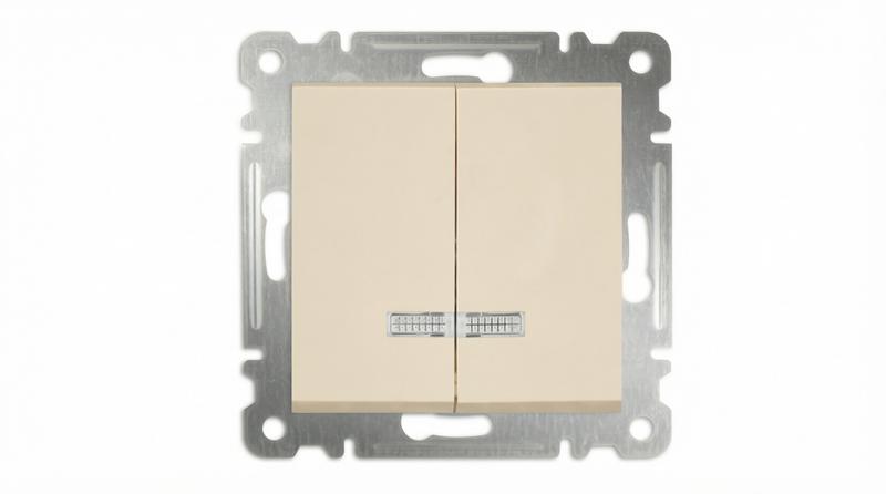выключатель 2-кл. сп karea 10а ip20 с подсветкой механизм крем. makel 57010023 от BTSprom.by