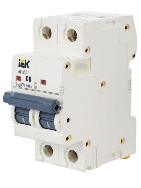  Выключатель автоматический модульный 2п D 6А M10N ARMAT IEK AR-M10N-2-D006 фото в каталоге от BTSprom.by