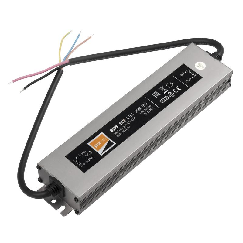  Блок питания для светодиодной ленты 100Вт 4.16А 24В IP67 BSPS влагозащ. метал. Pro JazzWay 5015579 фото в каталоге от BTSprom.by