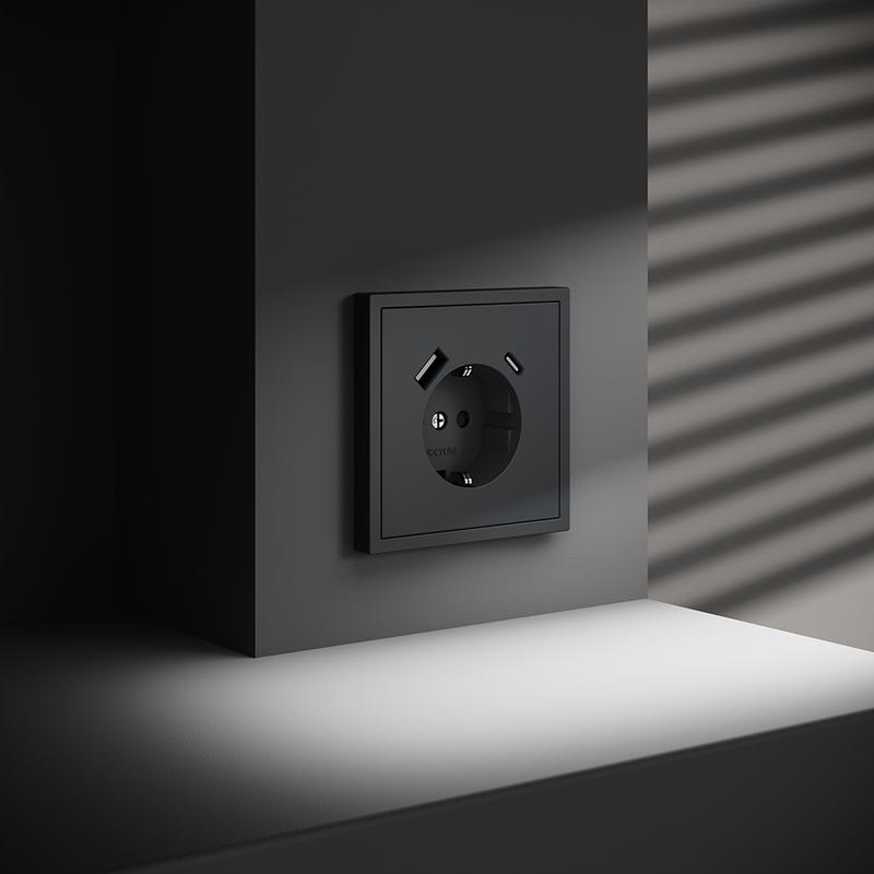  Розетка 1-м СП S70 16А с USB A+С с заземл. защ. шторки механизм графит Voltum VLS040507 фото в каталоге от BTSprom.by