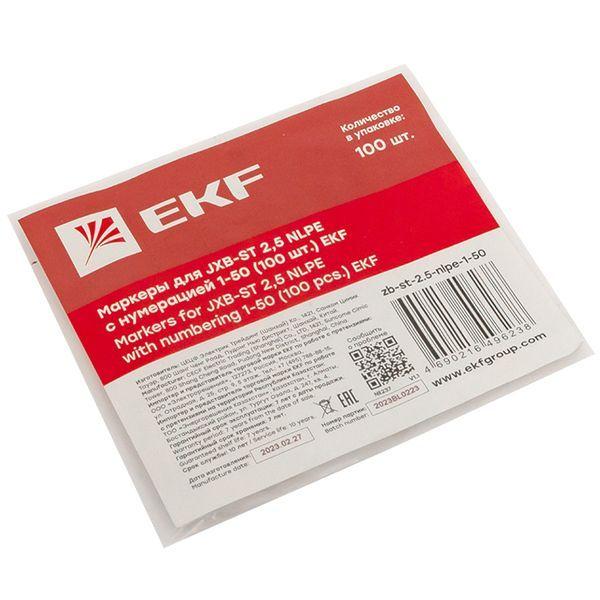  Маркеры для ST/Push-in 2.5 с нумерацией 1-50 для крепления сбоку (уп.100шт) EKF zb-st-2.5-nlpe-1-50 фото в каталоге от BTSprom.by
