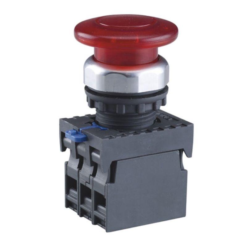 кнопка управления "грибок" d40мм np8-10md/14 1но ip65 ac110-230в с самовозвратом с подсветкой красн. (r) chint 667596 от BTSprom.by