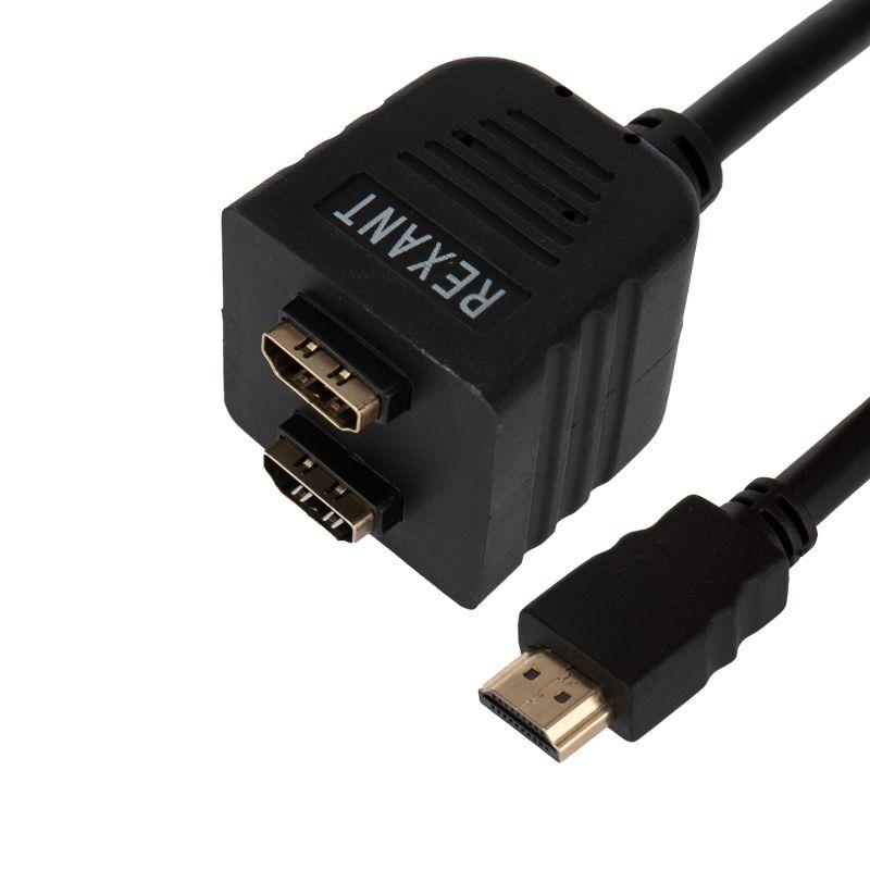  Переходник штекер HDMI - 2 гнезда HDMI с проводом черн. (уп.10шт) Rexant 17-6832 фото в каталоге от BTSprom.by