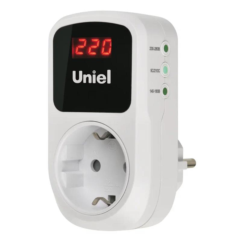 реле напряжения 1ф ubr-e35 white 16а 3.5вт с заземл. бел. uniel ul-00012537 от BTSprom.by