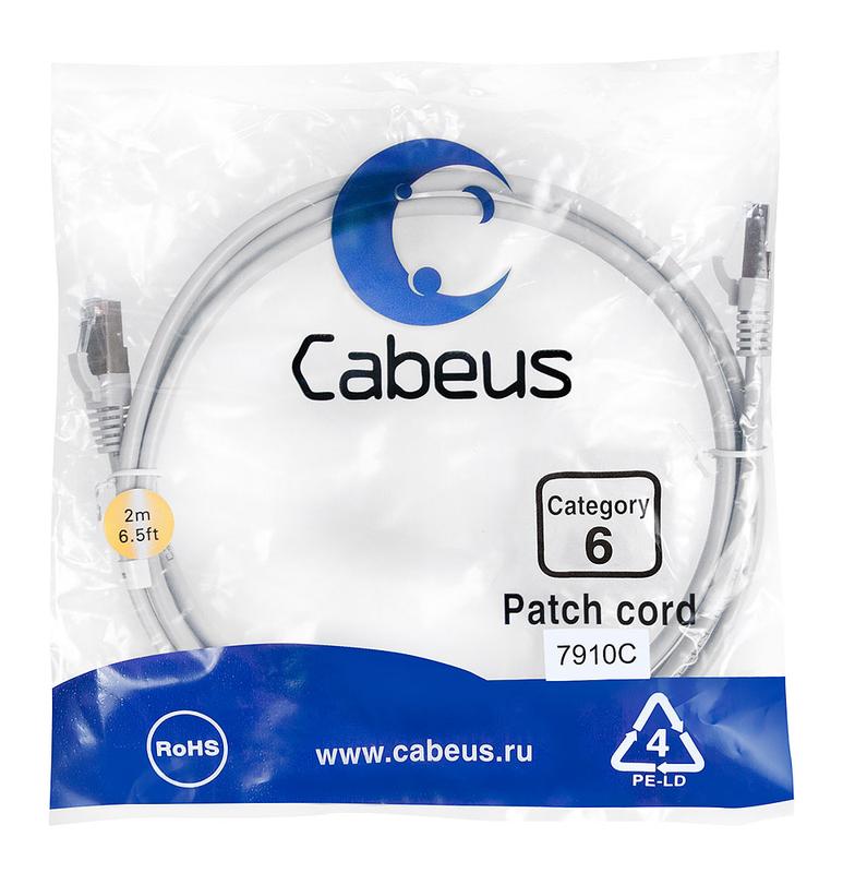 патч-корд f/utp кат.6 pc-ftp-rj45-cat.6-2m-lszh 2xrj45/8p8c экранир. lszh 2м сер. cabeus 7910c от BTSprom.by