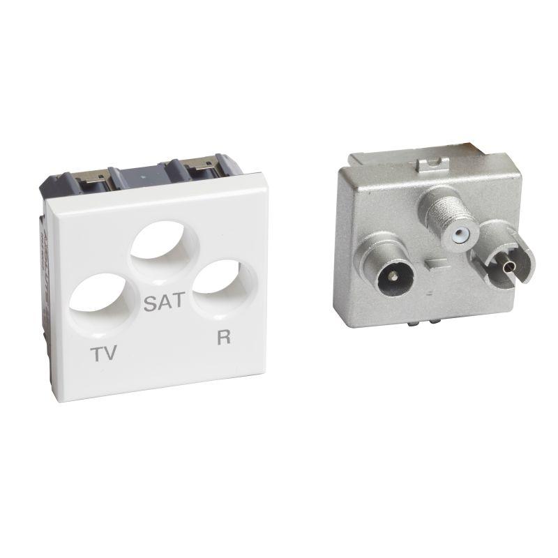  Розетка телевизионная TV/R/SAT 2мод. Axolute с топологией "звезда" экранир. компл. панелей: бел./алюм./антрацит Leg BTC H4210M2D фото в каталоге от BTSprom.by