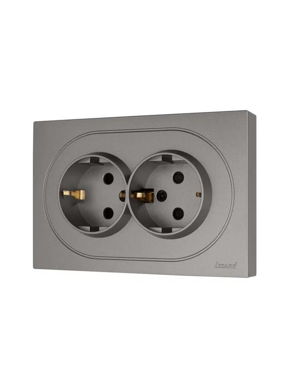  Розетка 2-м СП OSEN с заземл. ПБТ механизм сер. матов. LEZARD 743-7400-127B фото в каталоге от BTSprom.by