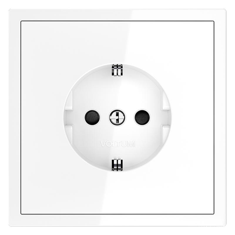  Розетка 1-м СП S70 16А с заземл. защ. шторки механизм бел. глянцевый Voltum VLS040201 фото в каталоге от BTSprom.by